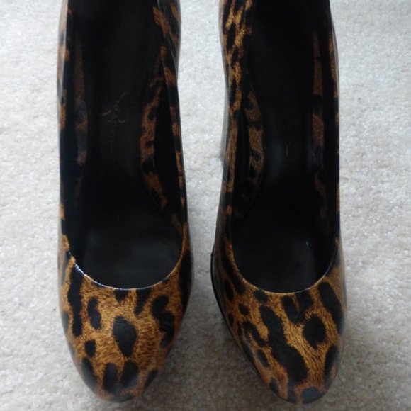 JESSICA SIMPSON brown & black animal print chunky platform pumps - Picture 10 of 10